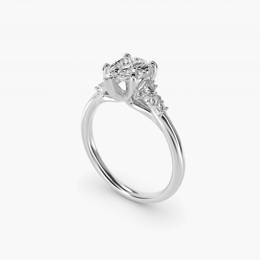 Petite Constellations Diamond Engagement Ring in 14k White Gold (1/8 ct. tw.) - Pear Center