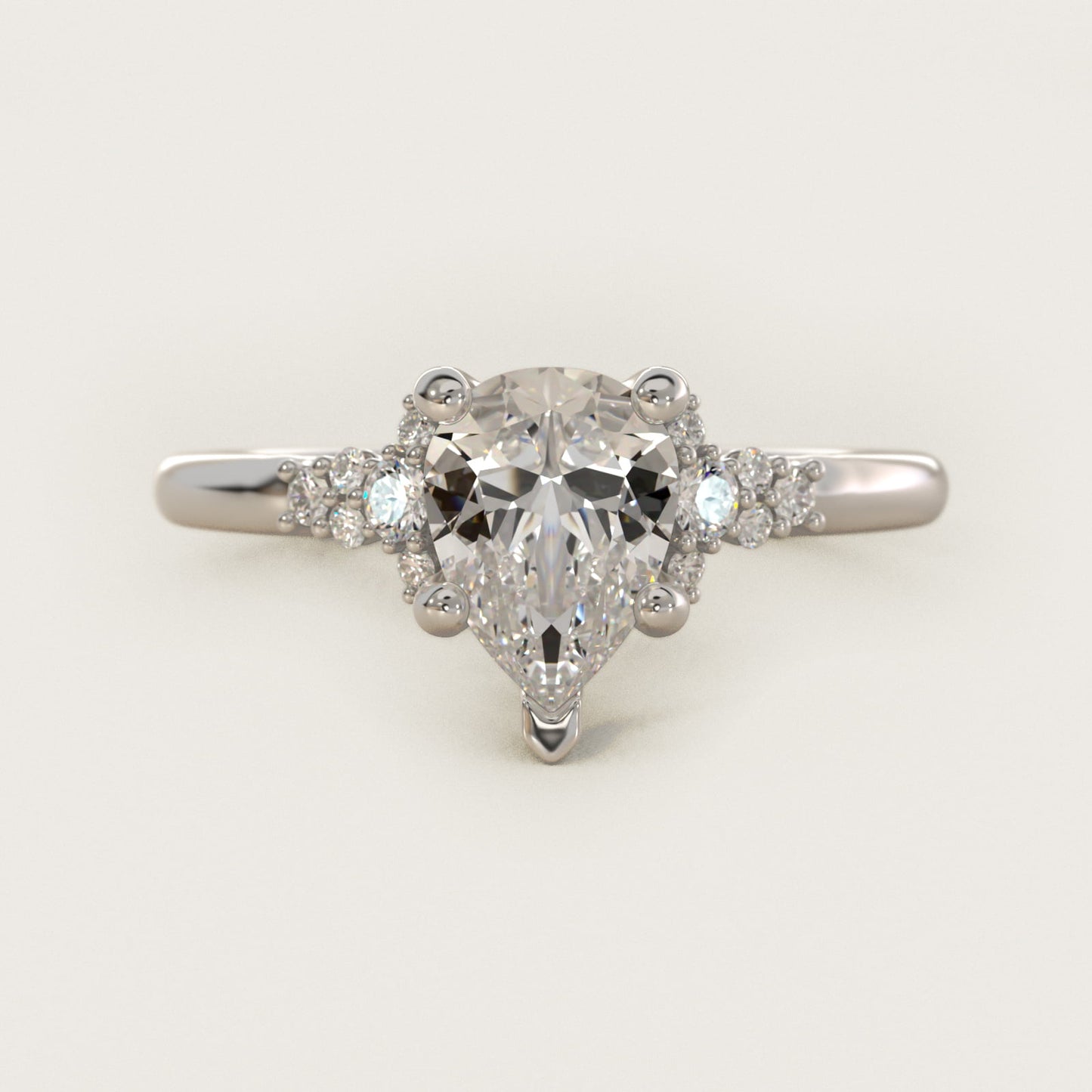 Petite Constellations Diamond Engagement Ring in 14k White Gold (1/8 ct. tw.) - Pear Center