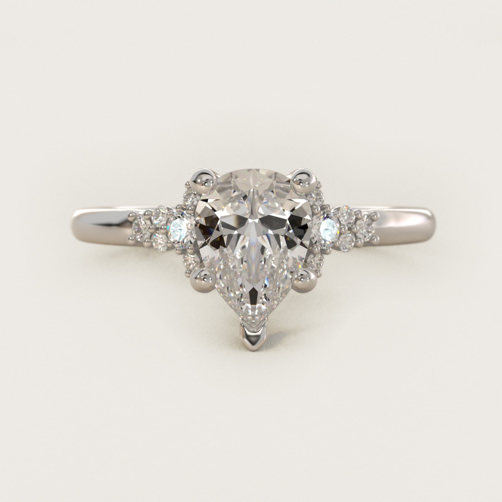 Petite Constellations Diamond Engagement Ring in 14k White Gold (1/8 ct. tw.) - Pear Center