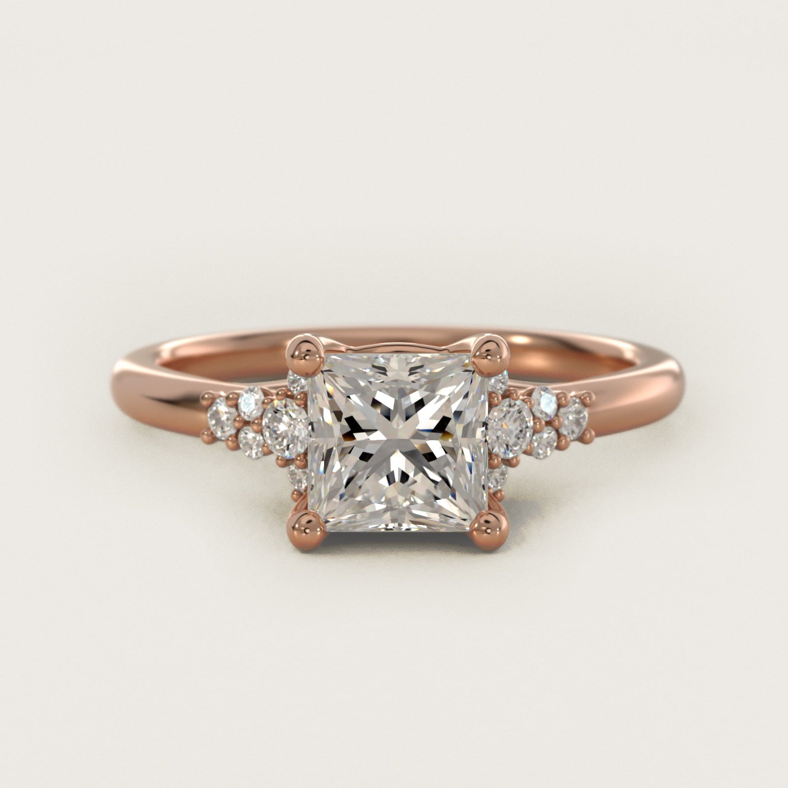 Petite Constellations Diamond Engagement Ring in 14k Rose Gold (1/8 ct. tw.) - Princess Center