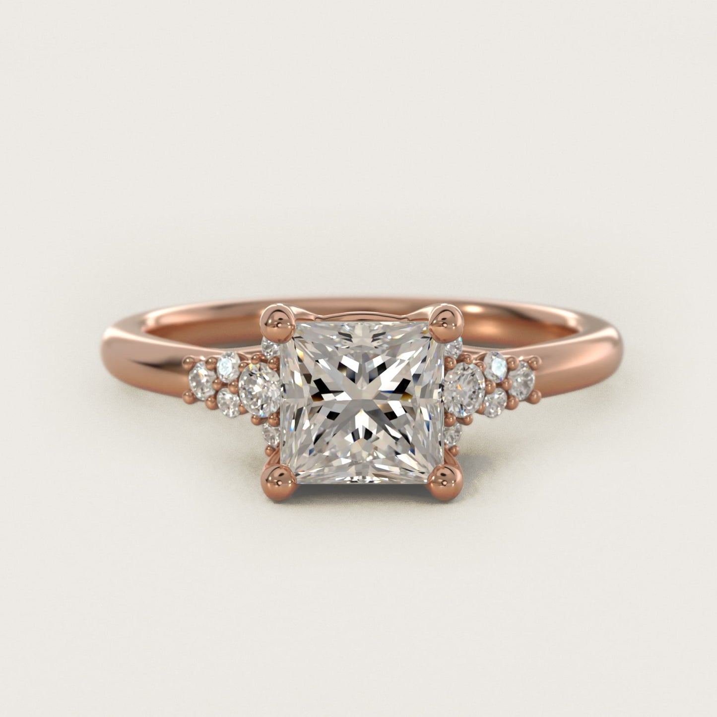 Petite Constellations Diamond Engagement Ring in 18k Rose Gold (1/8 ct. tw.) - Princess Center