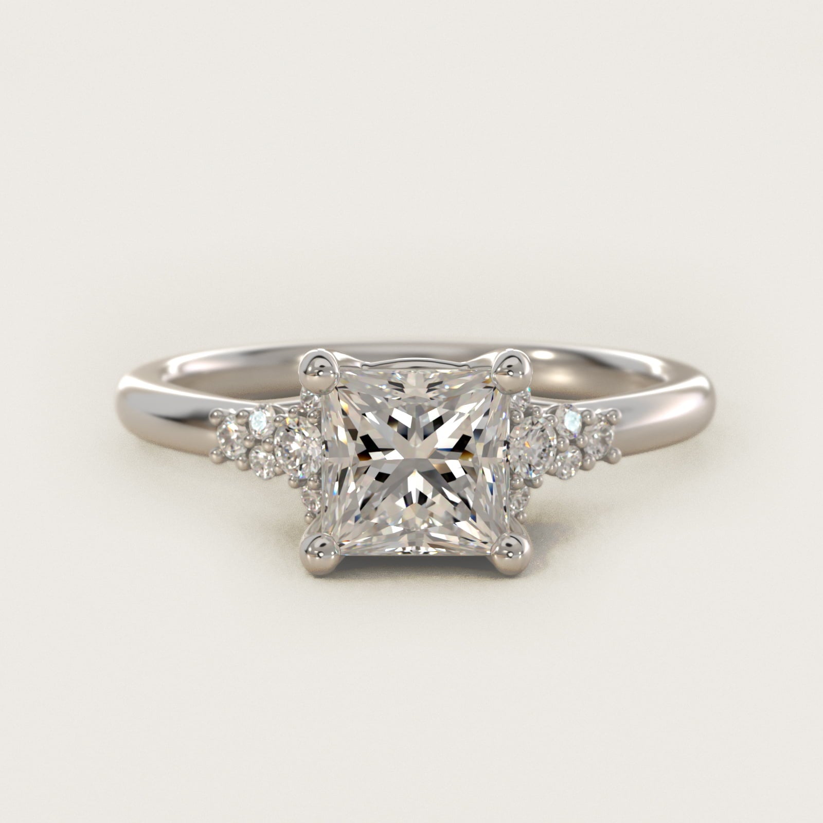 Petite Constellations Diamond Engagement Ring in 18k White Gold (1/8 ct. tw.) - Princess Center