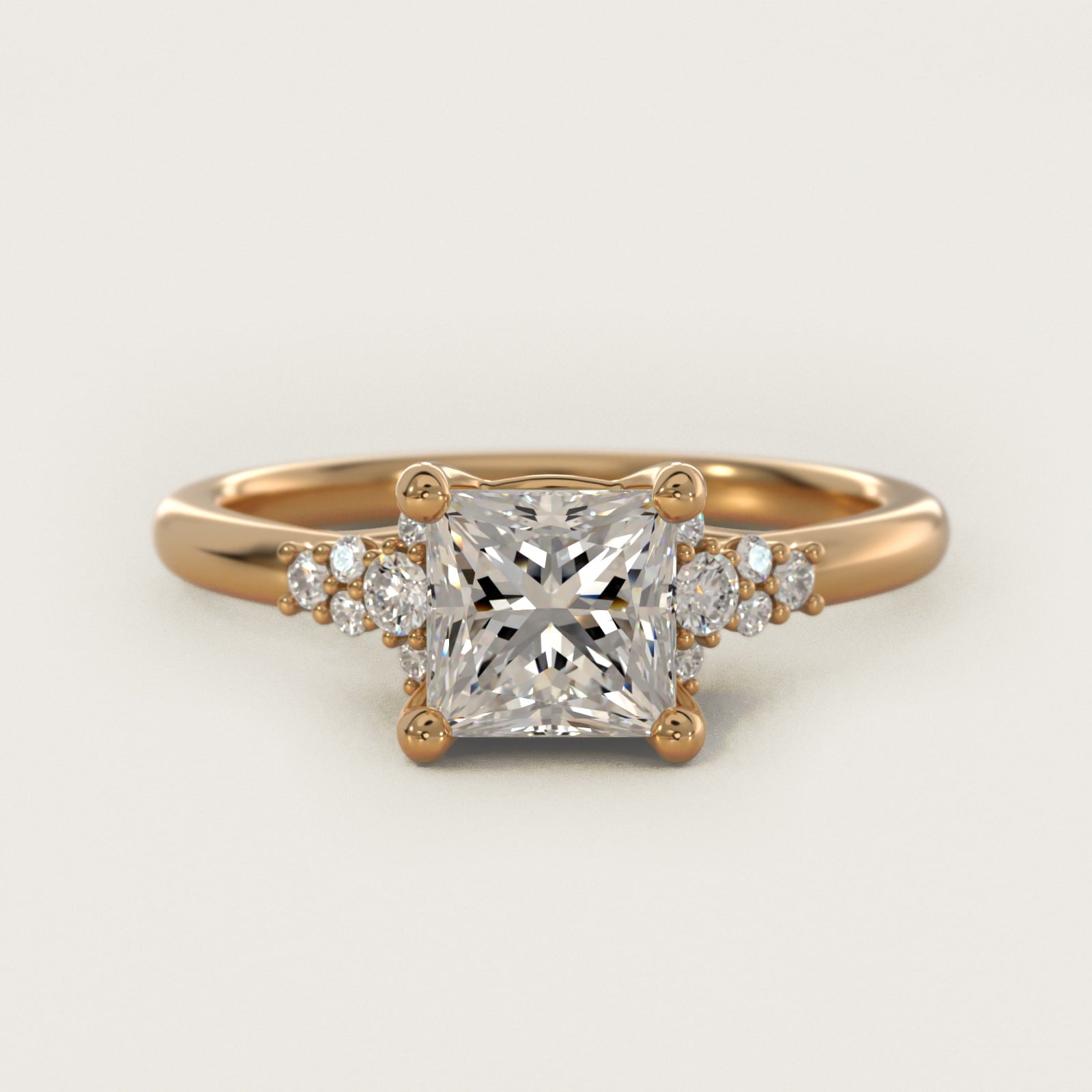 Petite Constellations Diamond Engagement Ring in 14k Yellow Gold (1/8 ct. tw.) - Princess Center