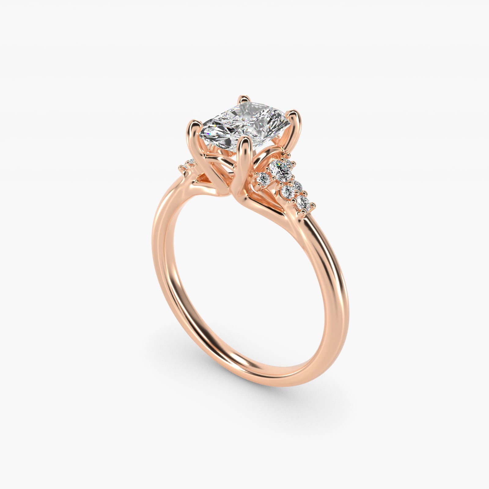 Petite Constellations Diamond Engagement Ring in 18k Rose Gold (1/8 ct. tw.) - Radiant Center