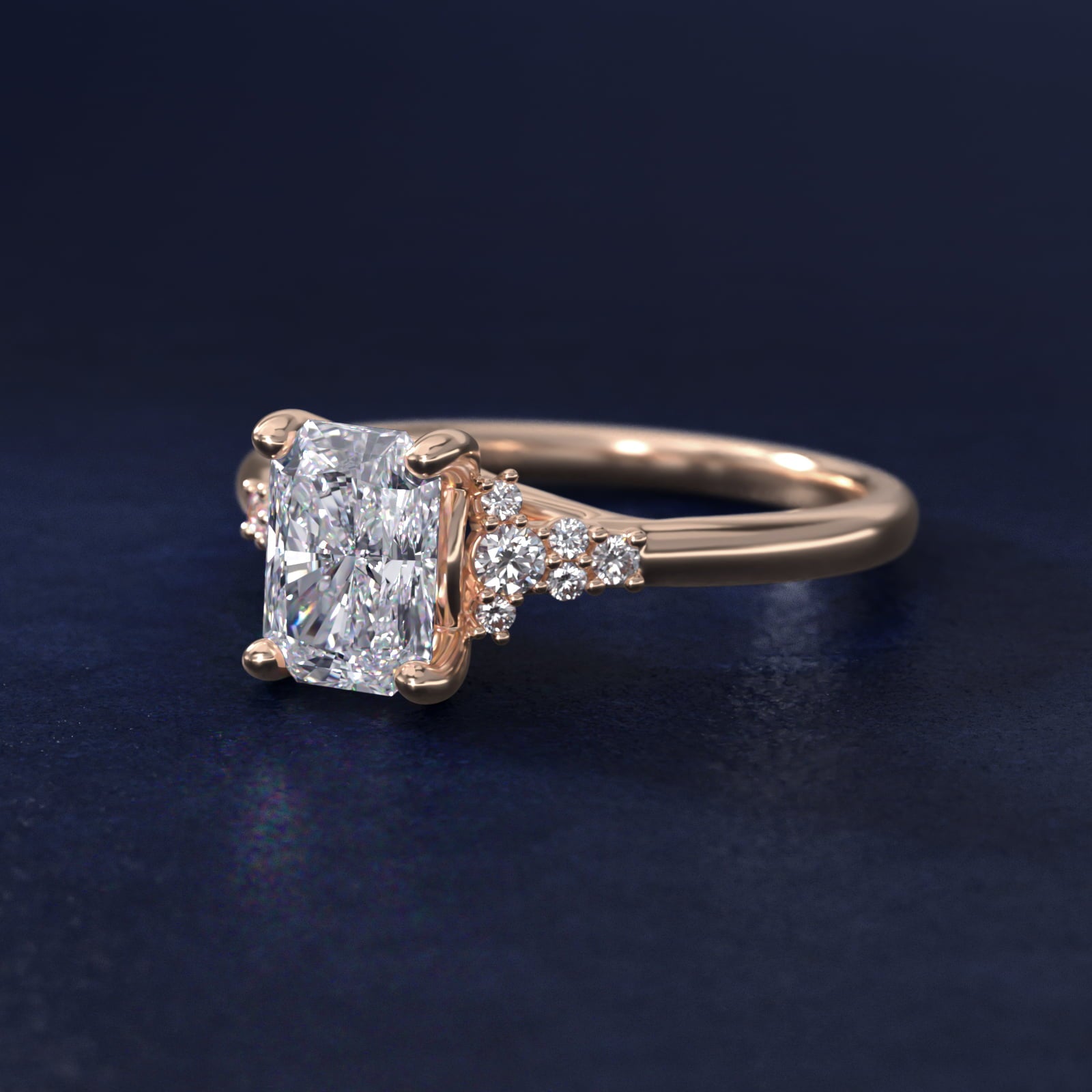 Petite Constellations Diamond Engagement Ring in 18k Rose Gold (1/8 ct. tw.) - Radiant Center