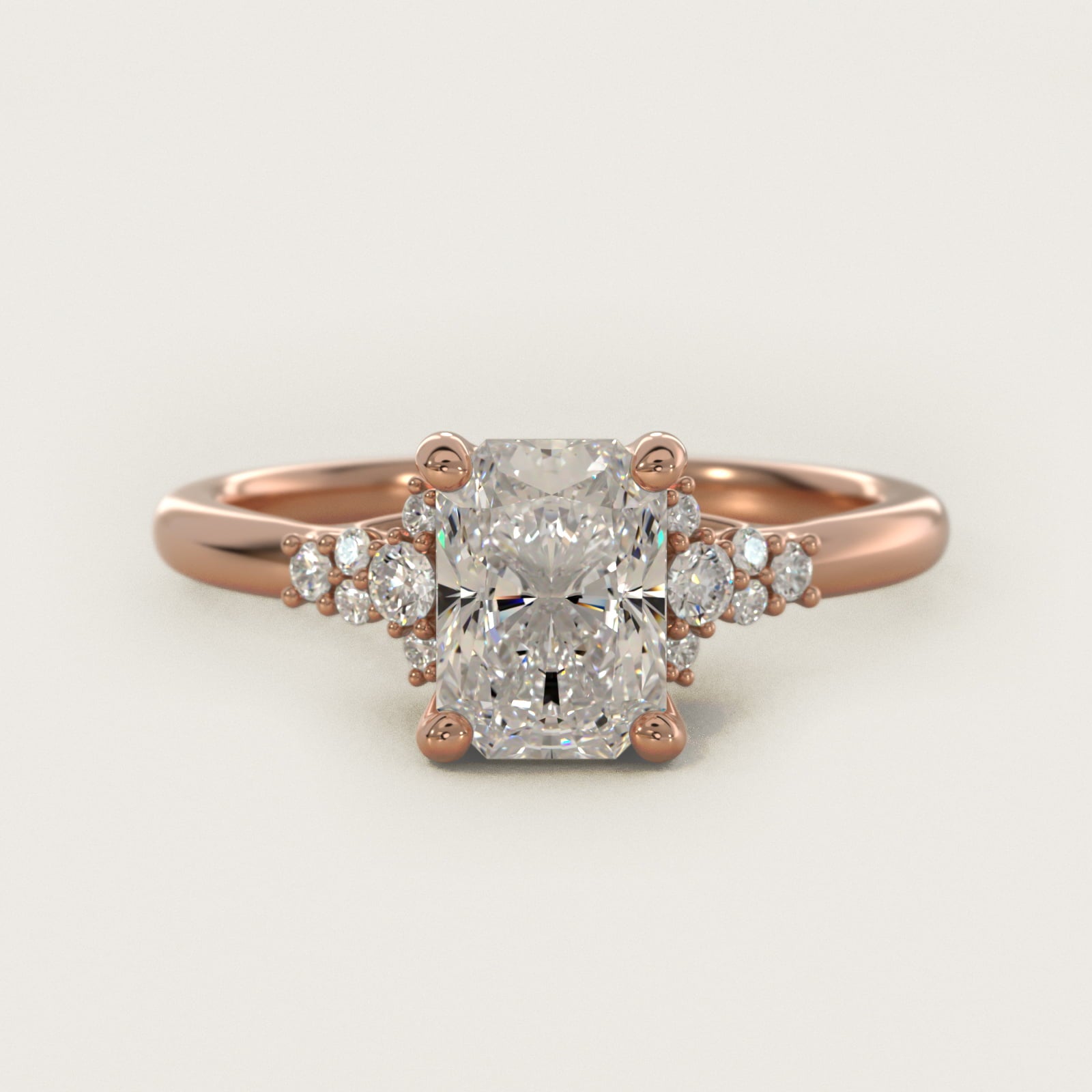 Petite Constellations Diamond Engagement Ring in 14k Rose Gold (1/8 ct. tw.) - Radiant Center