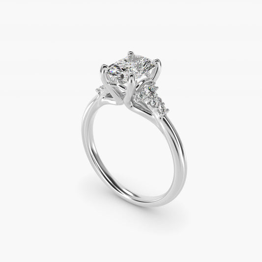 Petite Constellations Diamond Engagement Ring in 14k White Gold (1/8 ct. tw.) - Radiant Center
