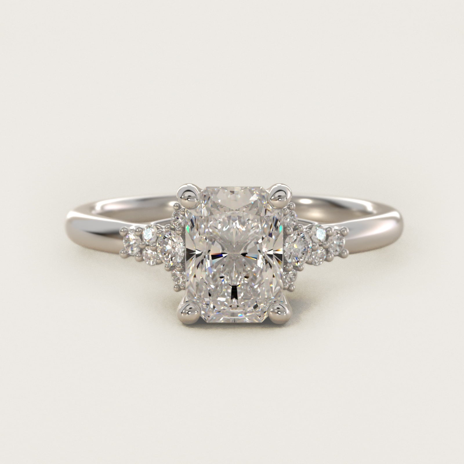 Petite Constellations Diamond Engagement Ring in 14k White Gold (1/8 ct. tw.) - Radiant Center