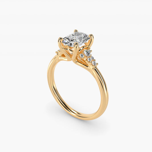 Petite Constellations Diamond Engagement Ring in 14k Yellow Gold (1/8 ct. tw.) - Radiant Center