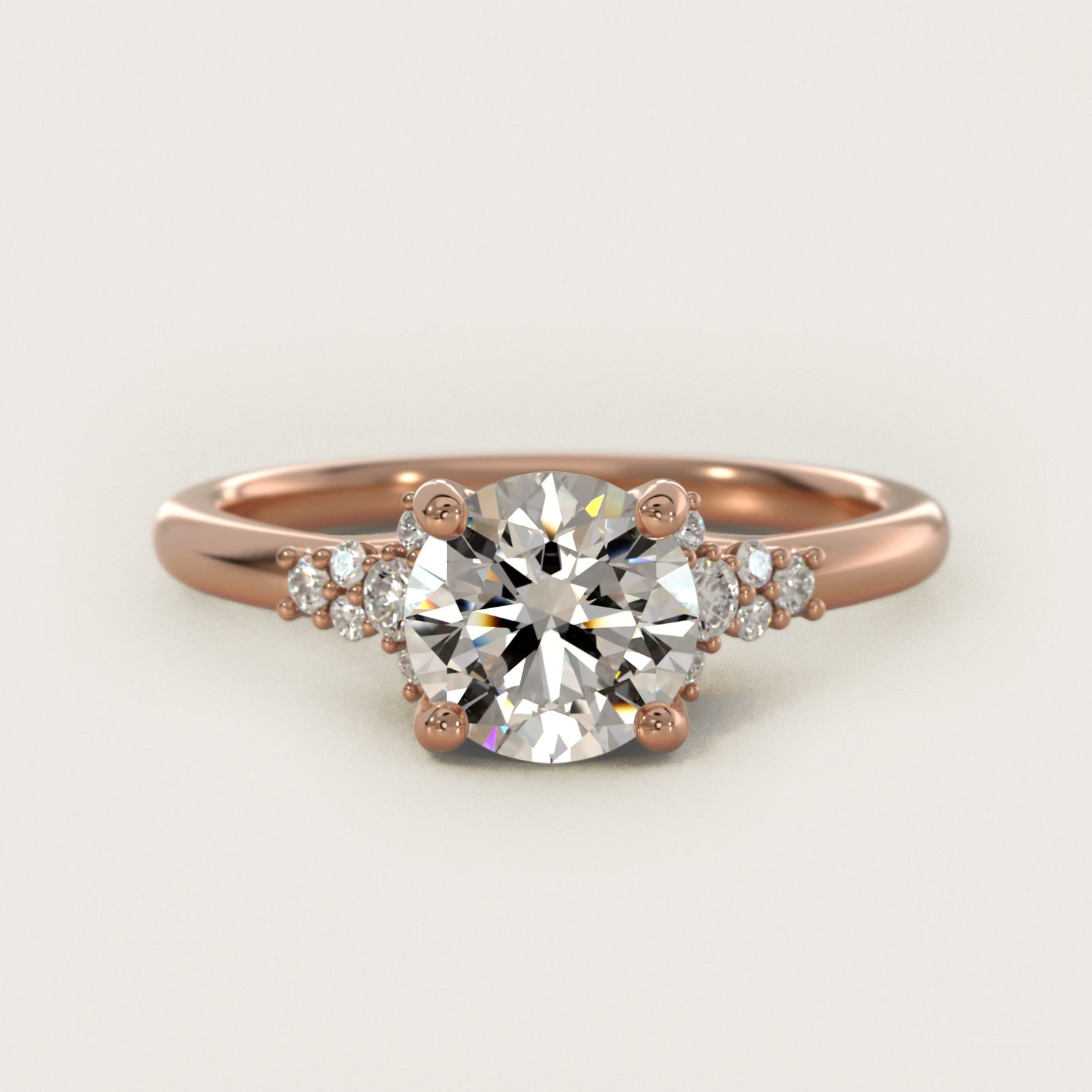 Petite Constellations Diamond Engagement Ring in 18k Rose Gold (1/8 ct. tw.) - Round Center