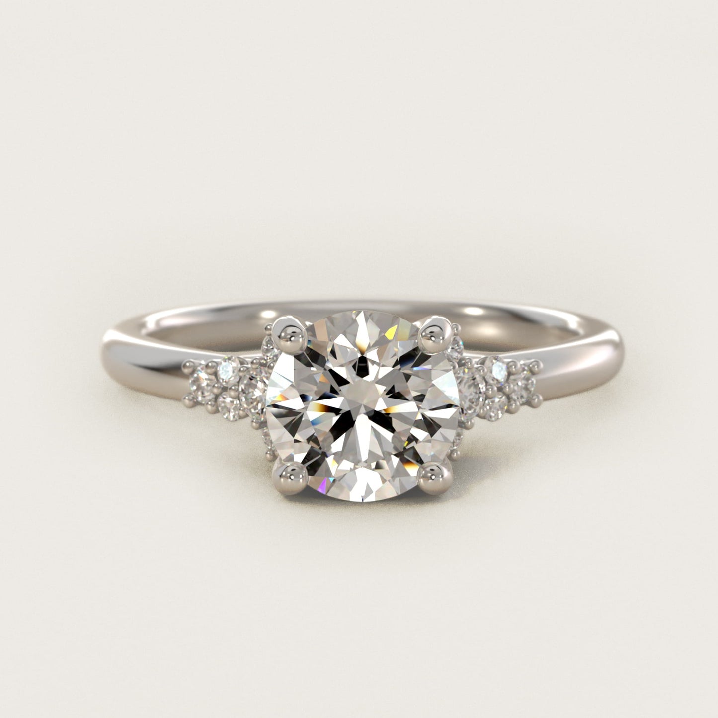 Petite Constellations Diamond Engagement Ring in 14k White Gold (1/8 ct. tw.) - Round Center
