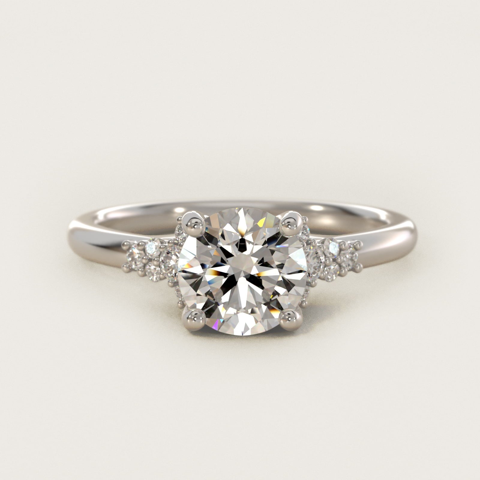 Petite Constellations Diamond Engagement Ring in 18k White Gold (1/8 ct. tw.) - Round Center