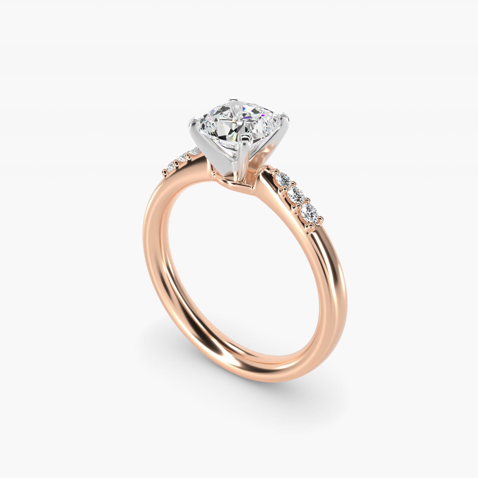 Petite Diamond Engagement Ring in 14k Rose Gold (1/10 ct. tw.) - Cushion Center