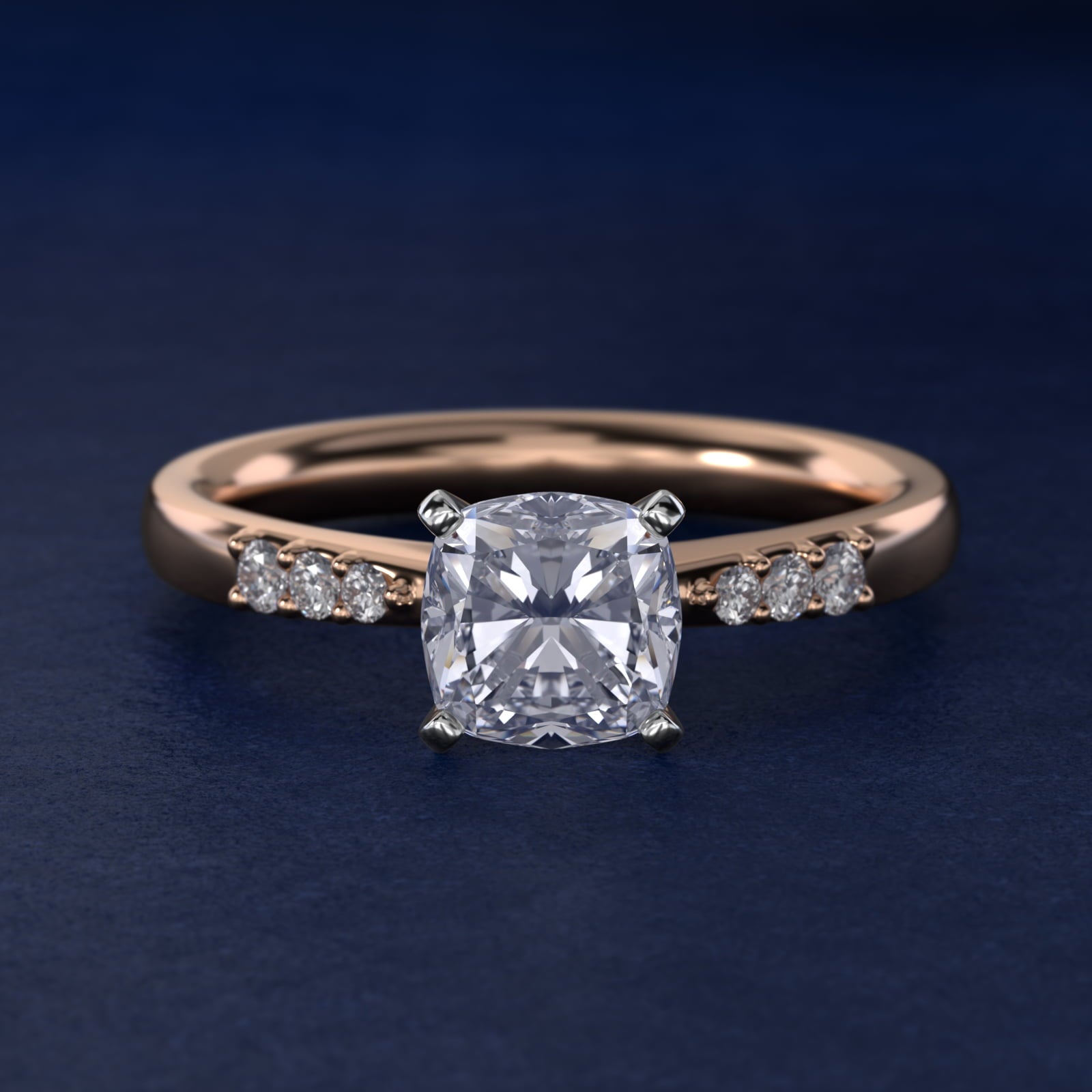 Petite Diamond Engagement Ring in 14k Rose Gold (1/10 ct. tw.) - Cushion Center
