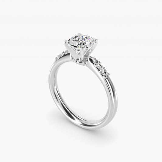 Petite Diamond Engagement Ring in 14k White Gold (1/10 ct. tw.) - Cushion Center