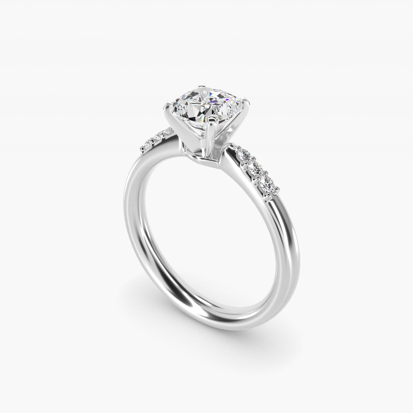 Petite Diamond Engagement Ring in Platinum (1/10 ct. tw.) - Cushion Center