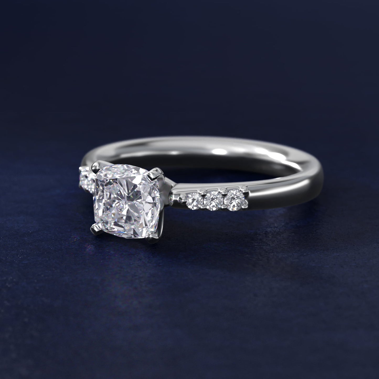 Petite Diamond Engagement Ring in Platinum (1/10 ct. tw.) - Cushion Center