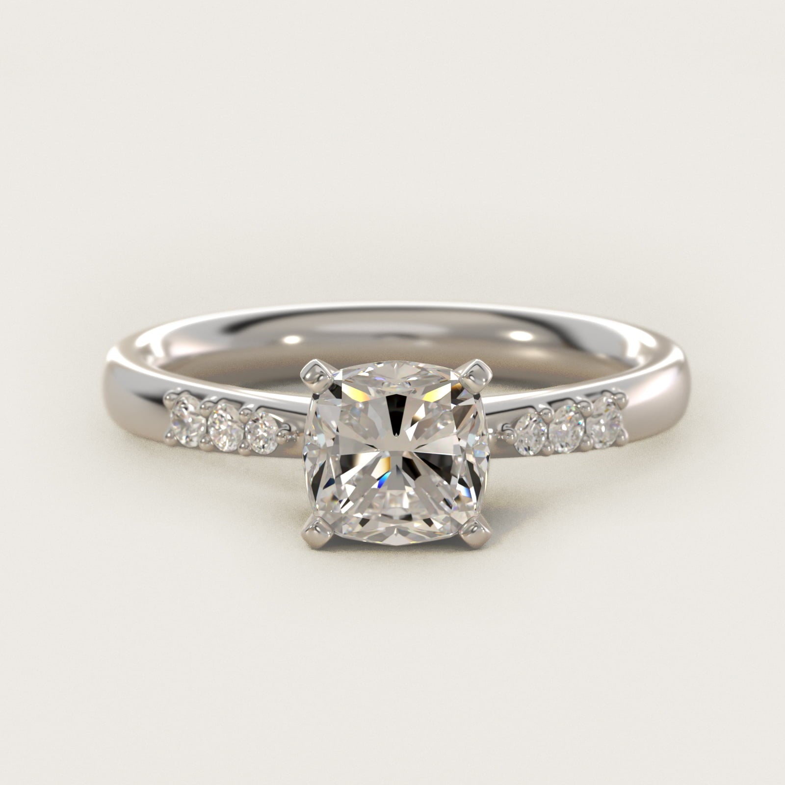 Petite Diamond Engagement Ring in Platinum (1/10 ct. tw.) - Cushion Center