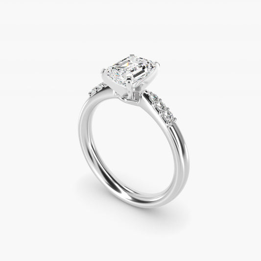 Petite Diamond Engagement Ring in 18k White Gold (1/10 ct. tw.) - Emerald Center