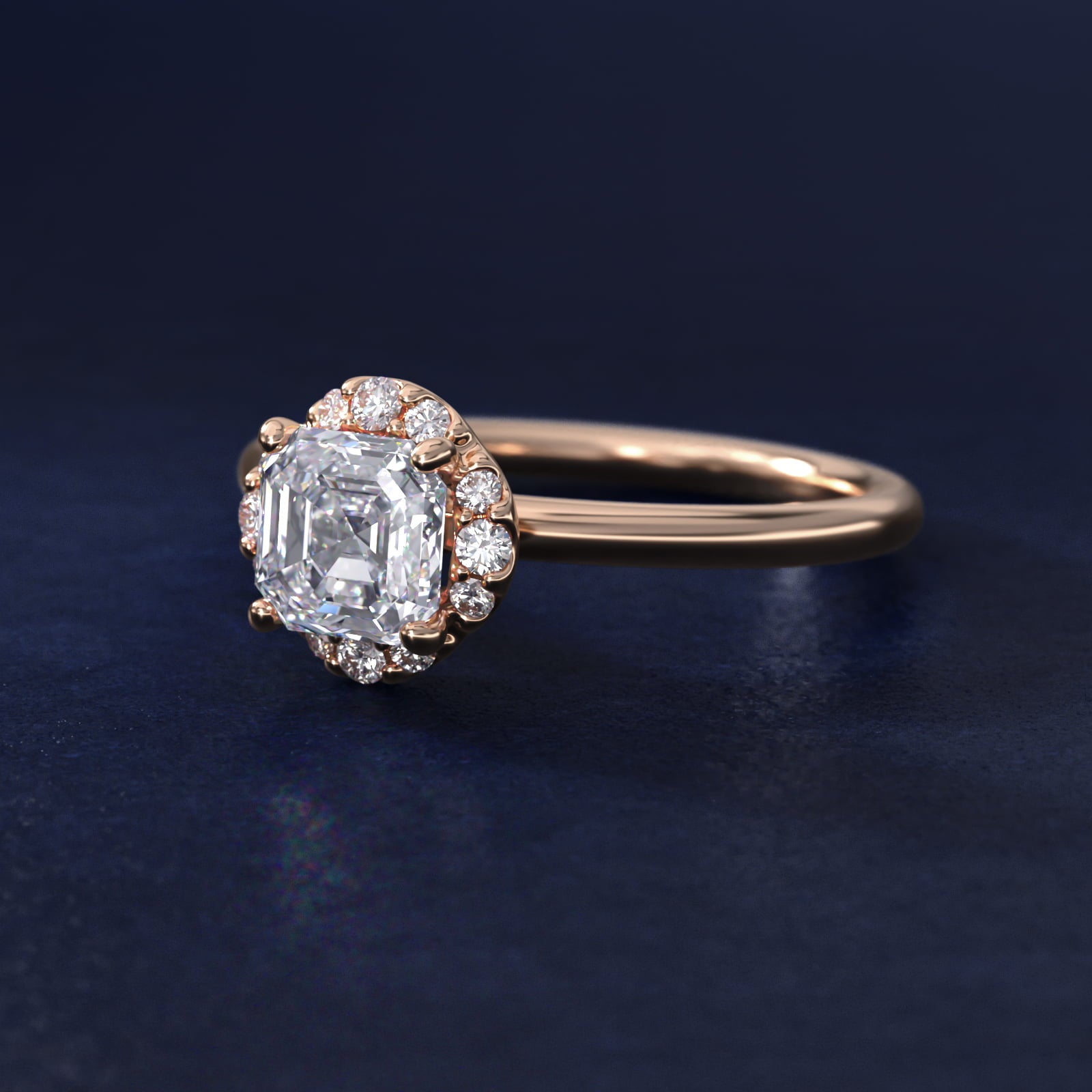 Petite Floral Halo Diamond Engagement Ring in 18k Rose Gold (1/10 ct. tw.) - Asscher Center
