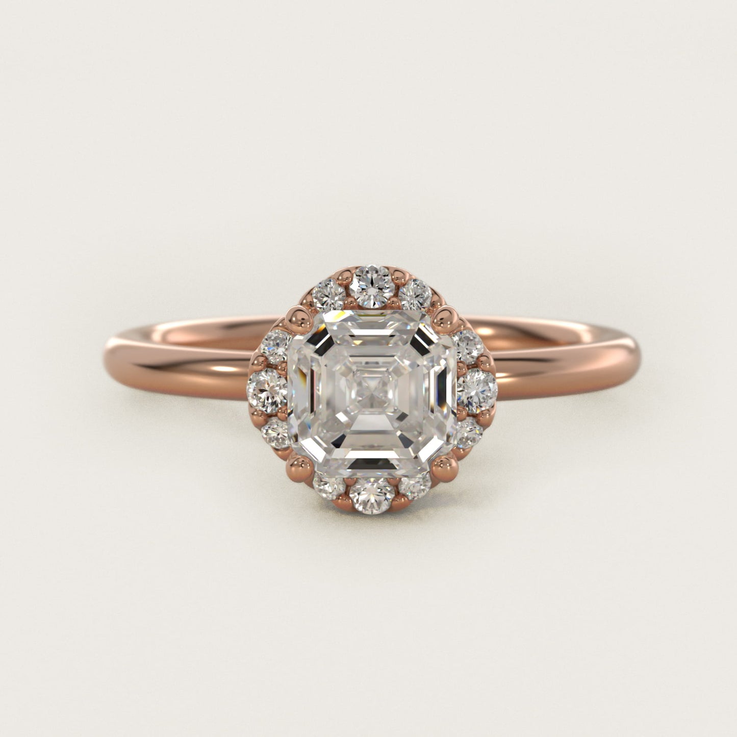 Petite Floral Halo Diamond Engagement Ring in 14k Rose Gold (1/10 ct. tw.) - Asscher Center