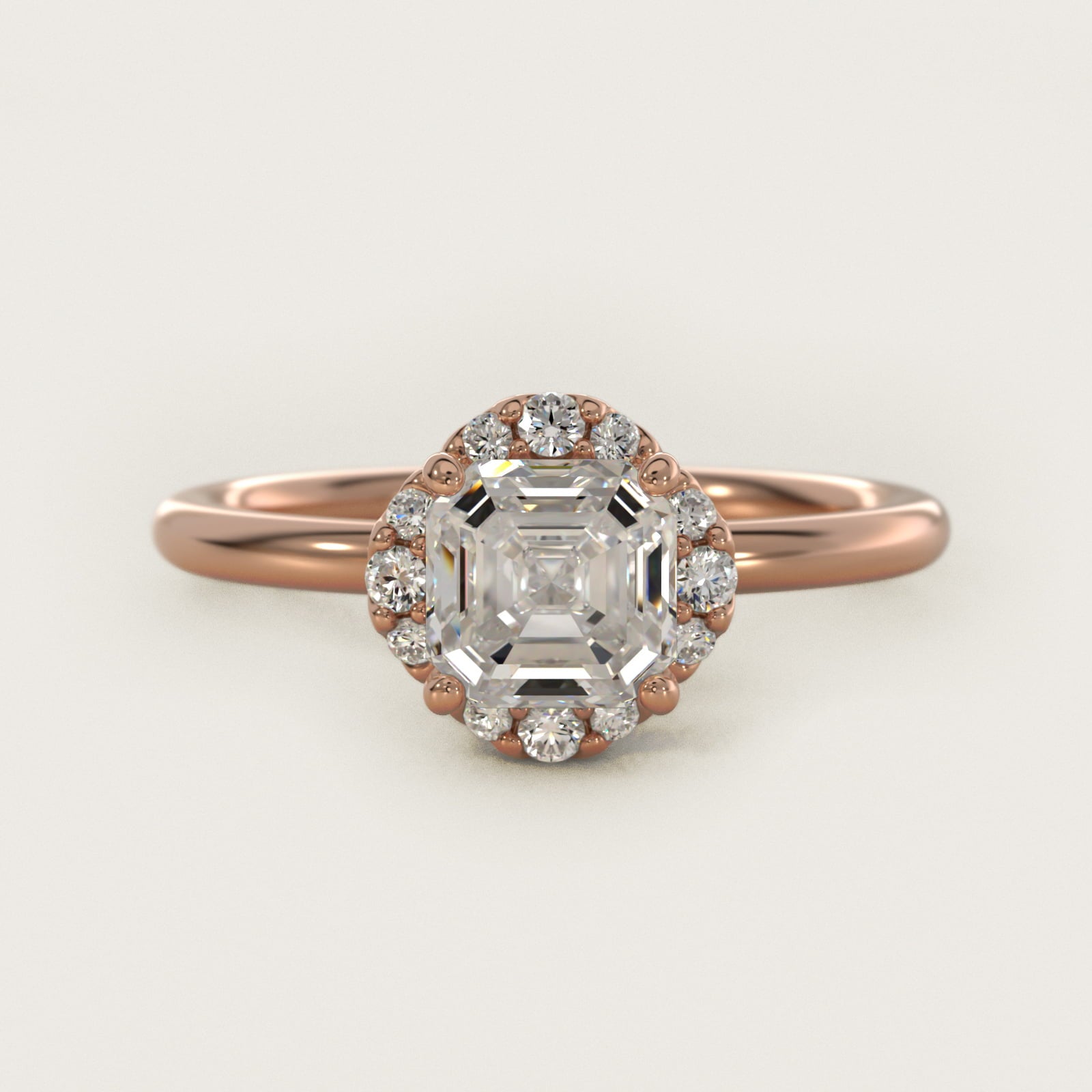 Petite Floral Halo Diamond Engagement Ring in 18k Rose Gold (1/10 ct. tw.) - Asscher Center