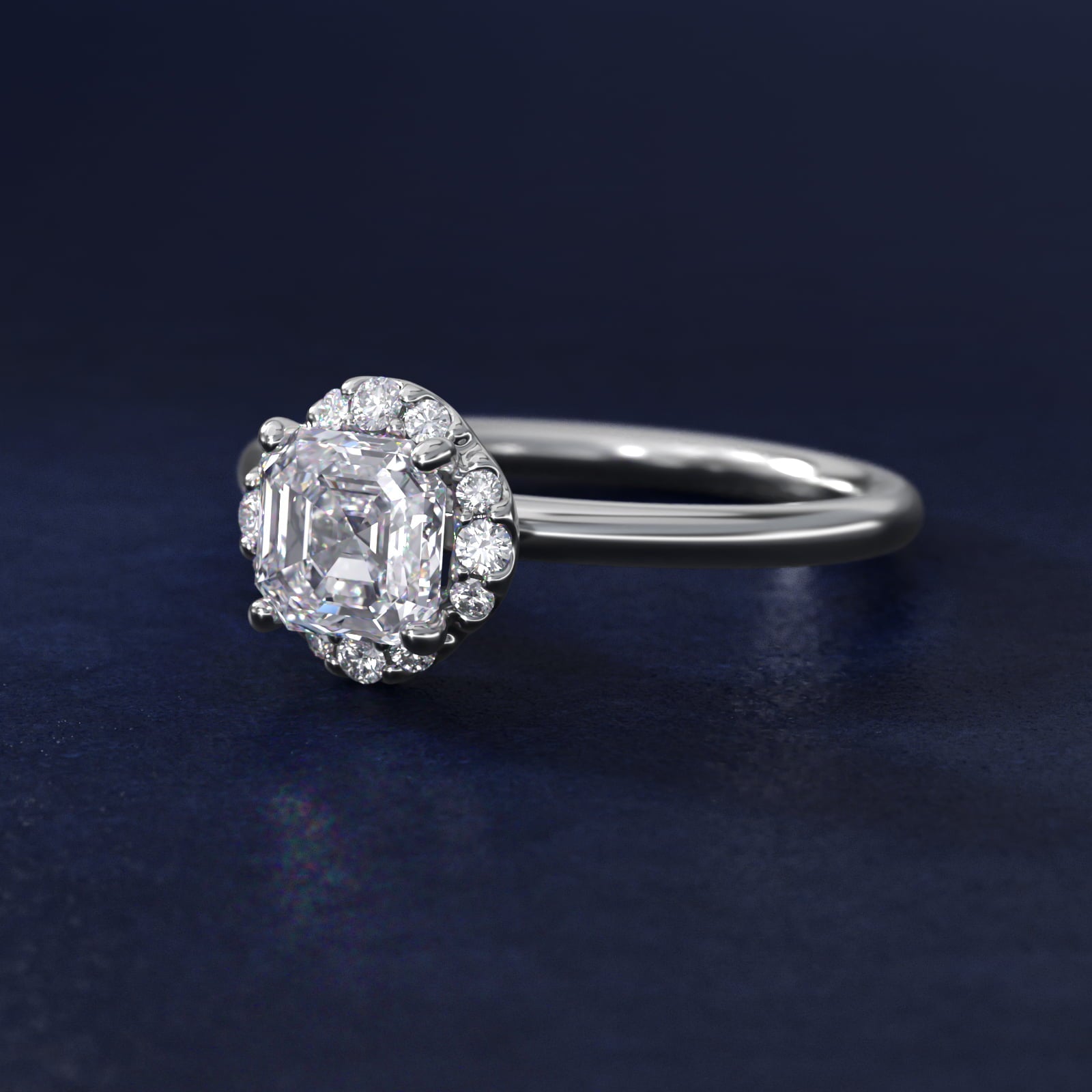 Petite Floral Halo Diamond Engagement Ring in 14k White Gold (1/10 ct. tw.) - Asscher Center