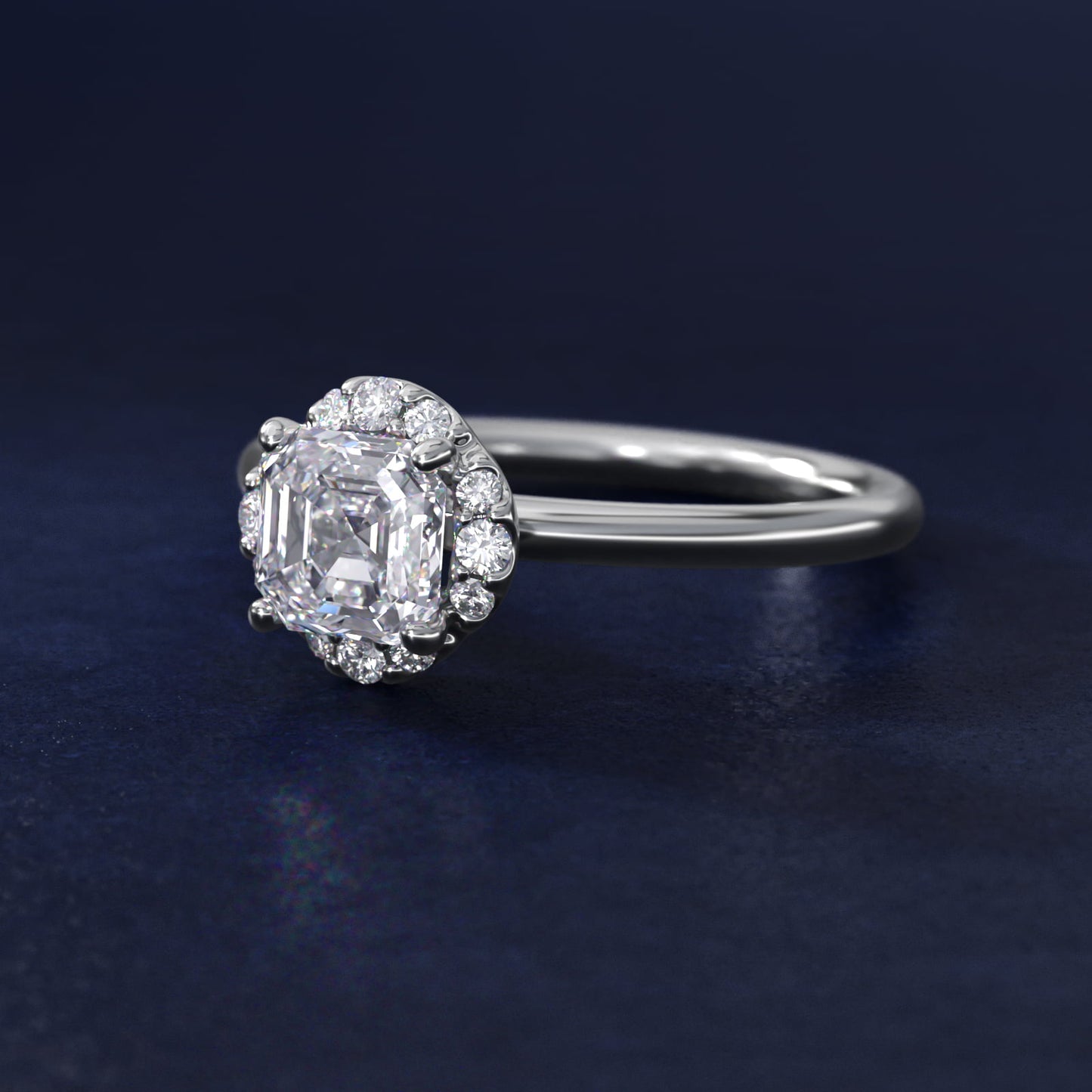 Petite Floral Halo Diamond Engagement Ring in 18k White Gold (1/10 ct. tw.) - Asscher Center