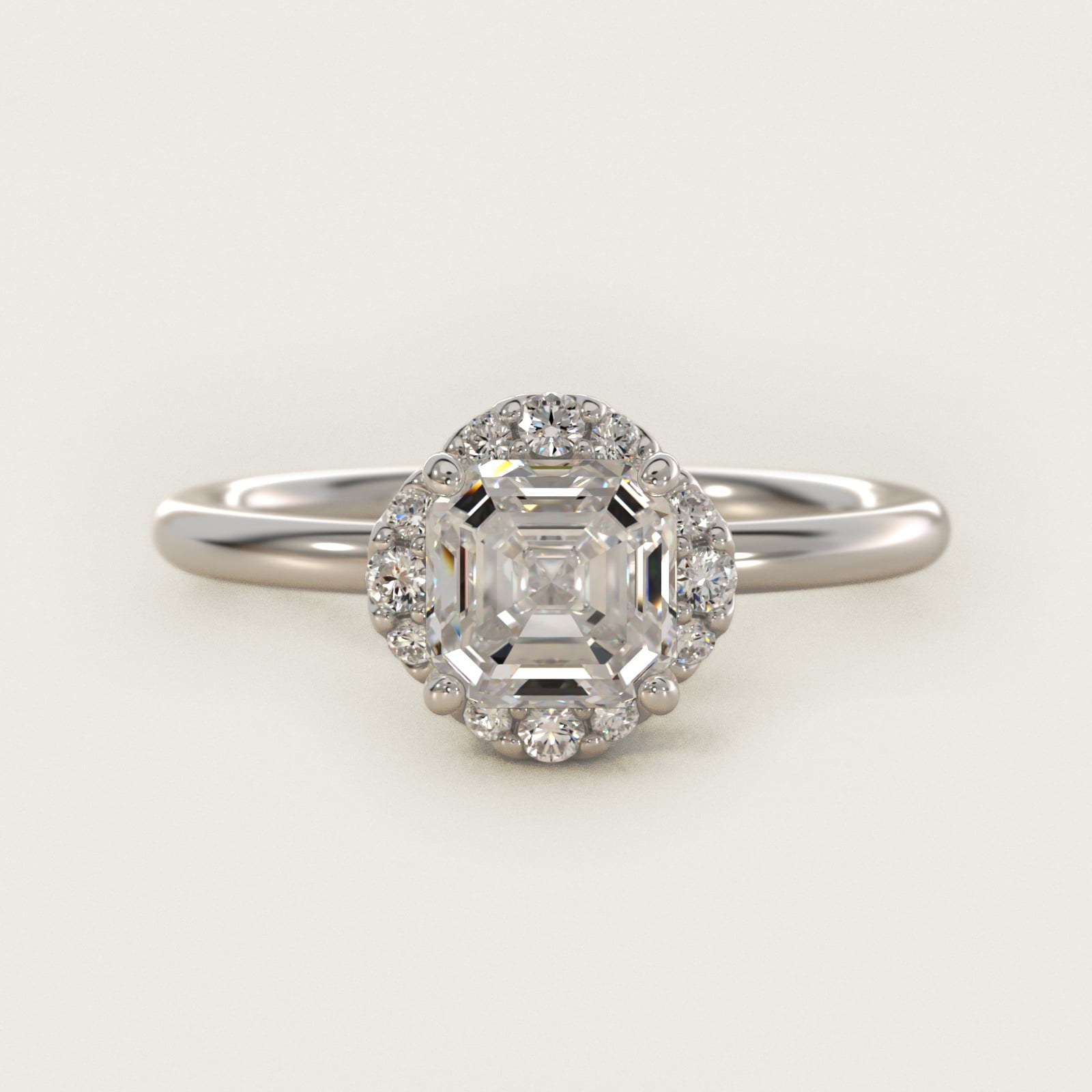 Petite Floral Halo Diamond Engagement Ring in 14k White Gold (1/10 ct. tw.) - Asscher Center