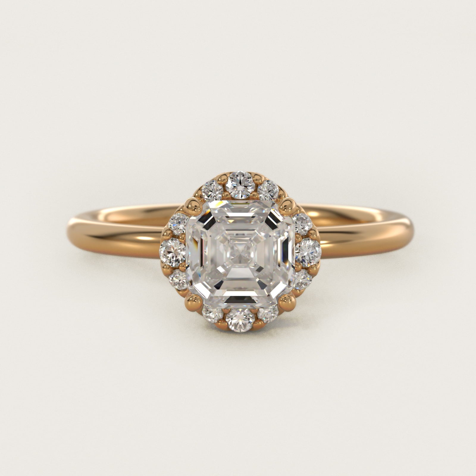 Petite Floral Halo Diamond Engagement Ring in 14k Yellow Gold (1/10 ct. tw.) - Asscher Center
