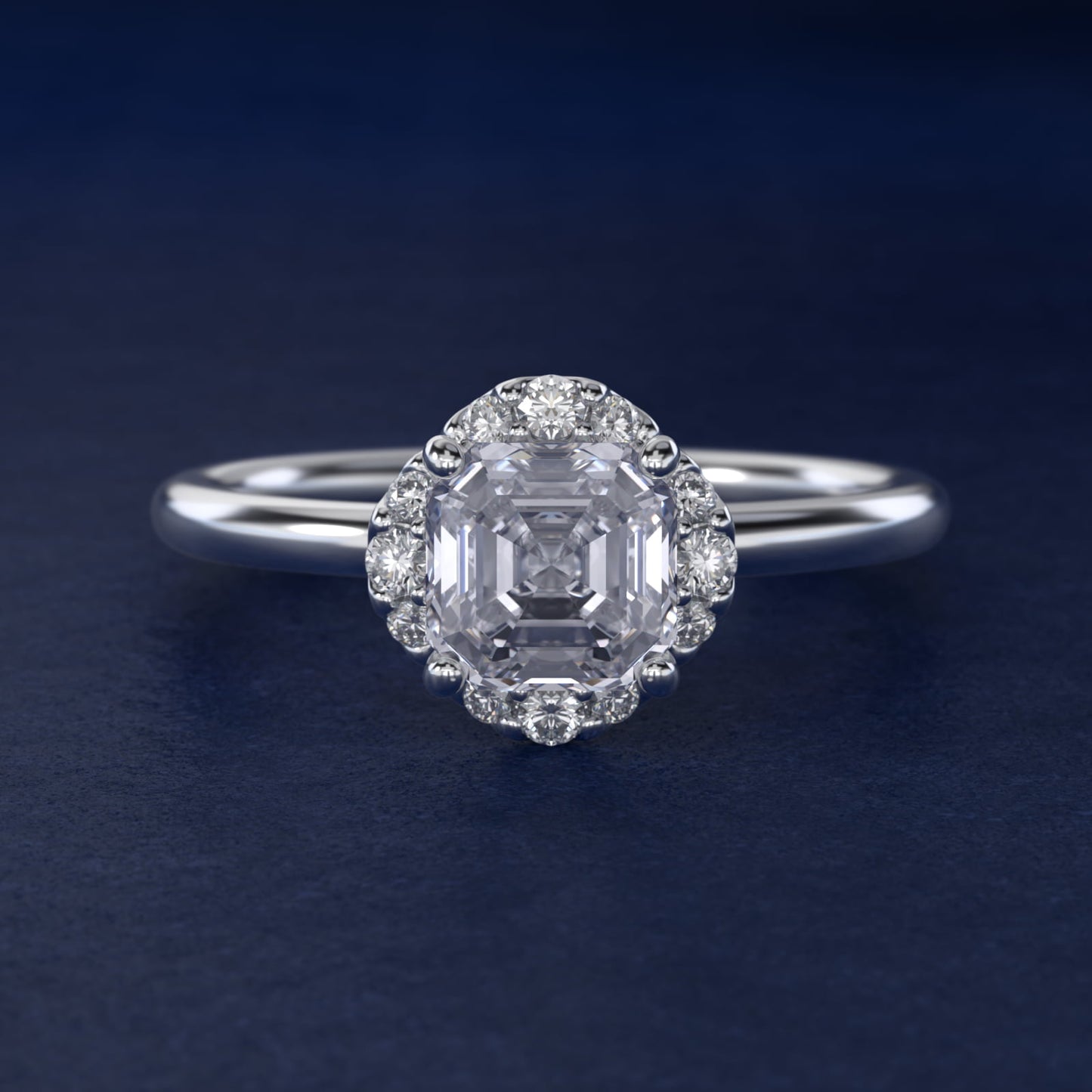 Petite Floral Halo Diamond Engagement Ring in Platinum (1/10 ct. tw.) - Asscher Center