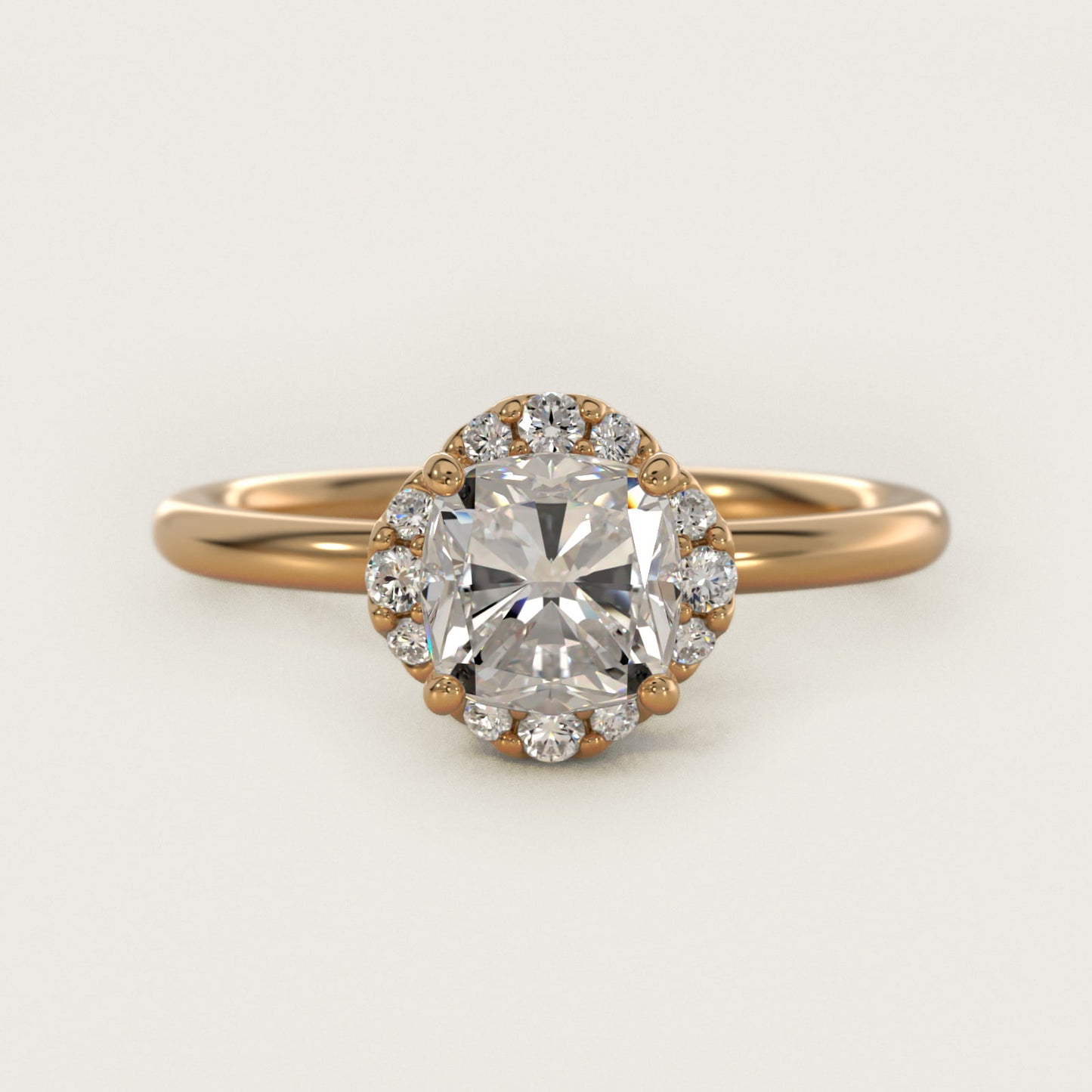 Petite Floral Halo Diamond Engagement Ring in 14k Yellow Gold (1/10 ct. tw.) - Cushion Center