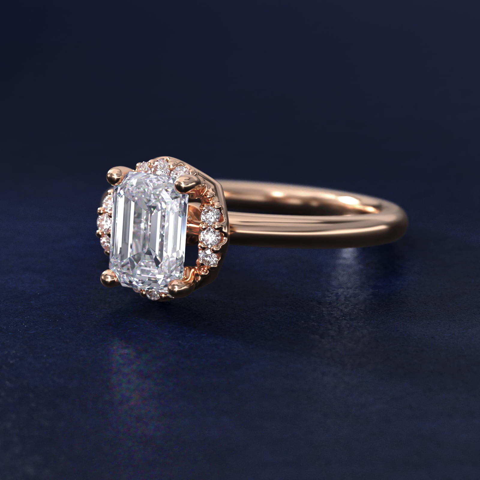 Petite Floral Halo Diamond Engagement Ring in 18k Rose Gold (1/10 ct. tw.) - Emerald Center