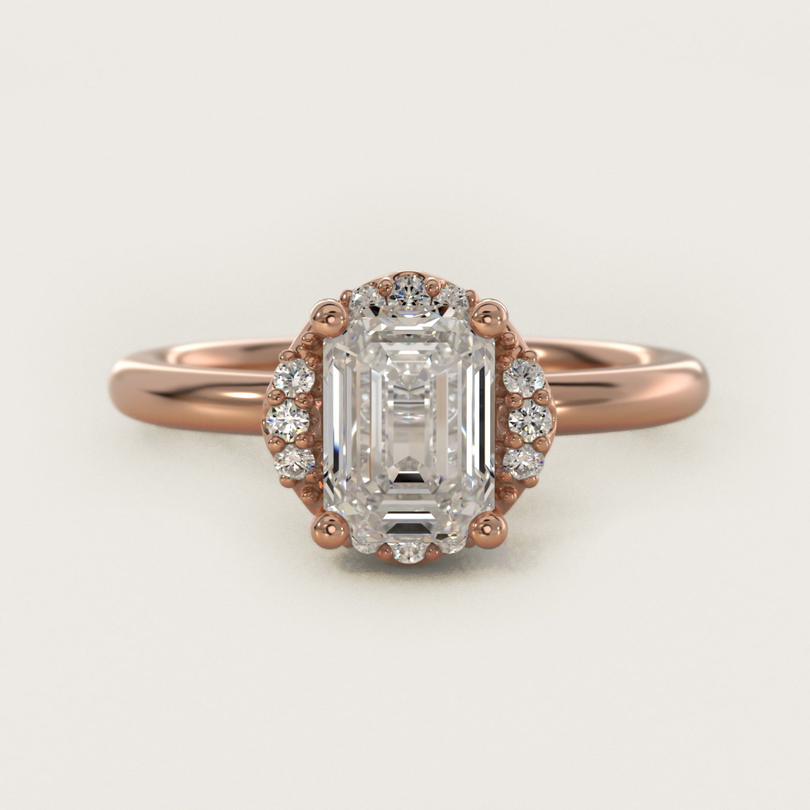 Petite Floral Halo Diamond Engagement Ring in 18k Rose Gold (1/10 ct. tw.) - Emerald Center