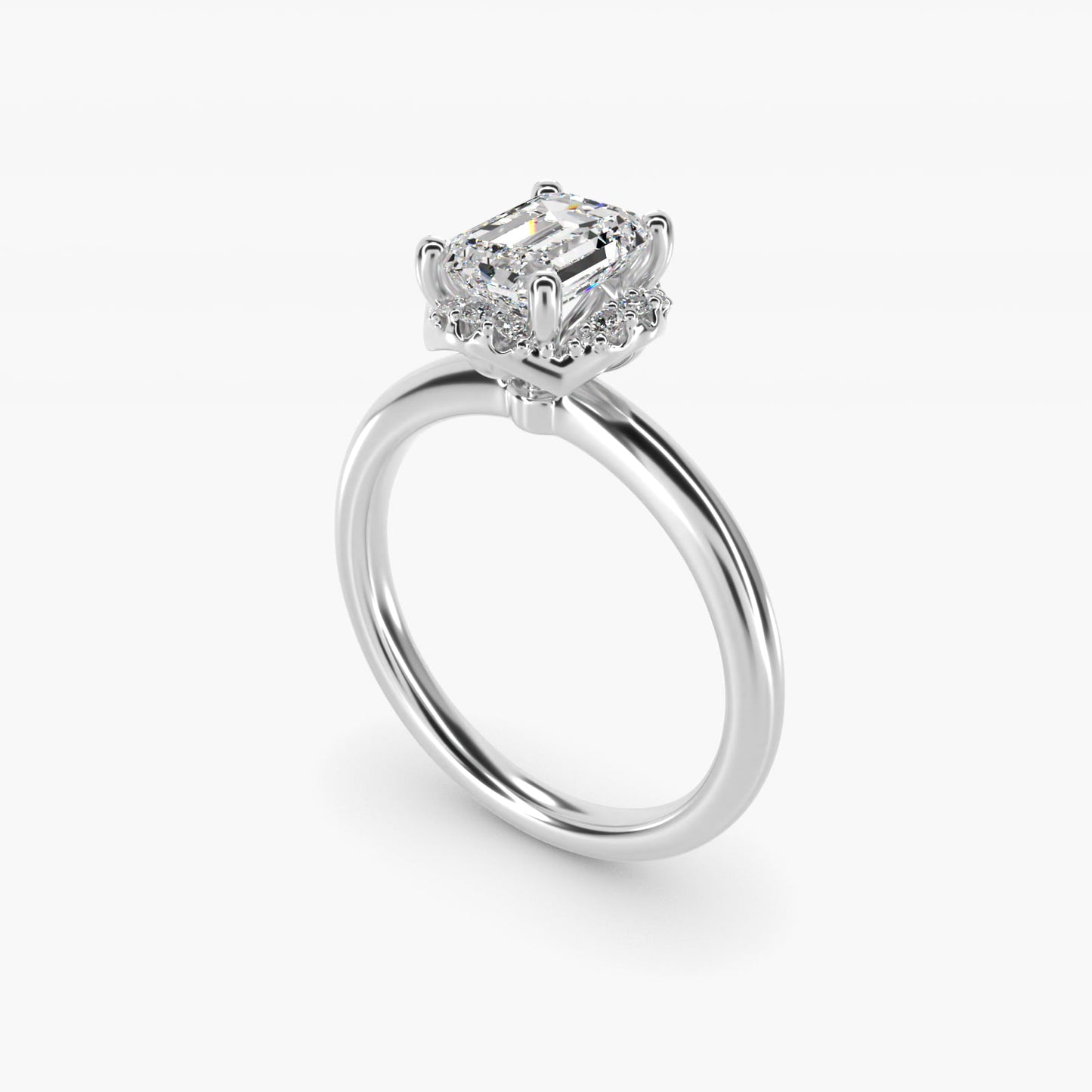 Petite Floral Halo Diamond Engagement Ring in 14k White Gold (1/10 ct. tw.) - Emerald Center