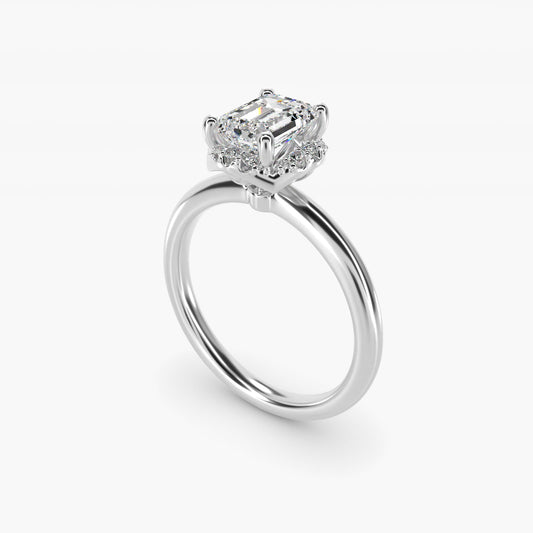 Petite Floral Halo Diamond Engagement Ring in 14k White Gold (1/10 ct. tw.) - Emerald Center