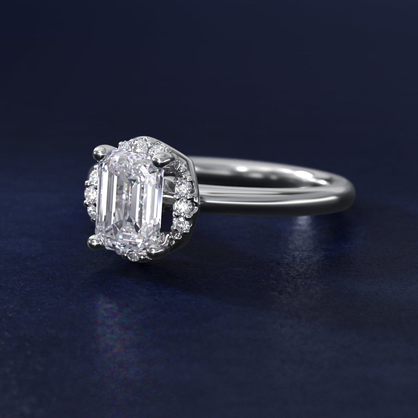 Petite Floral Halo Diamond Engagement Ring in 14k White Gold (1/10 ct. tw.) - Emerald Center