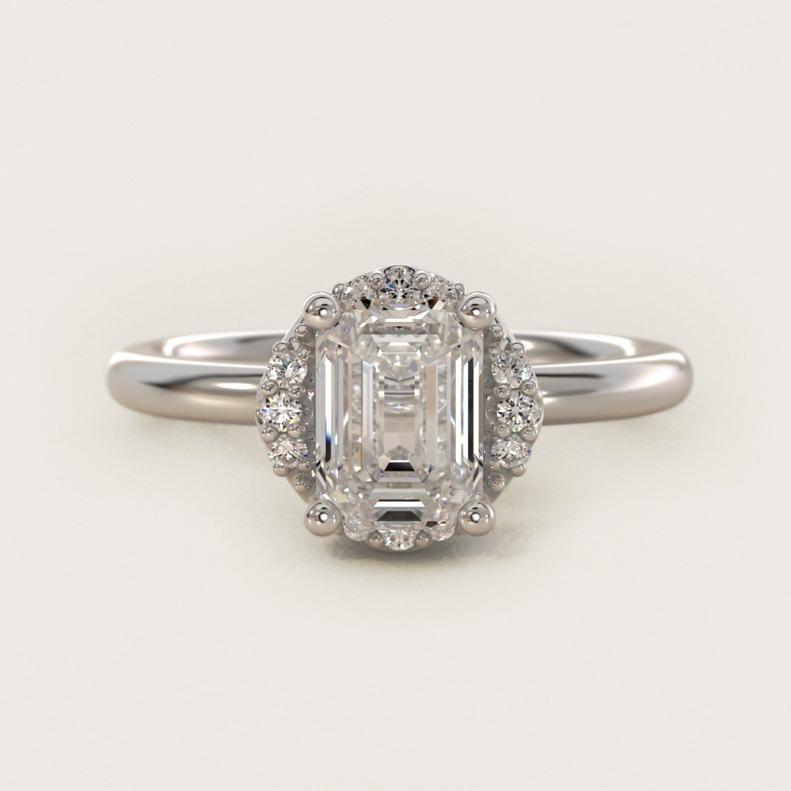 Petite Floral Halo Diamond Engagement Ring in 14k White Gold (1/10 ct. tw.) - Emerald Center