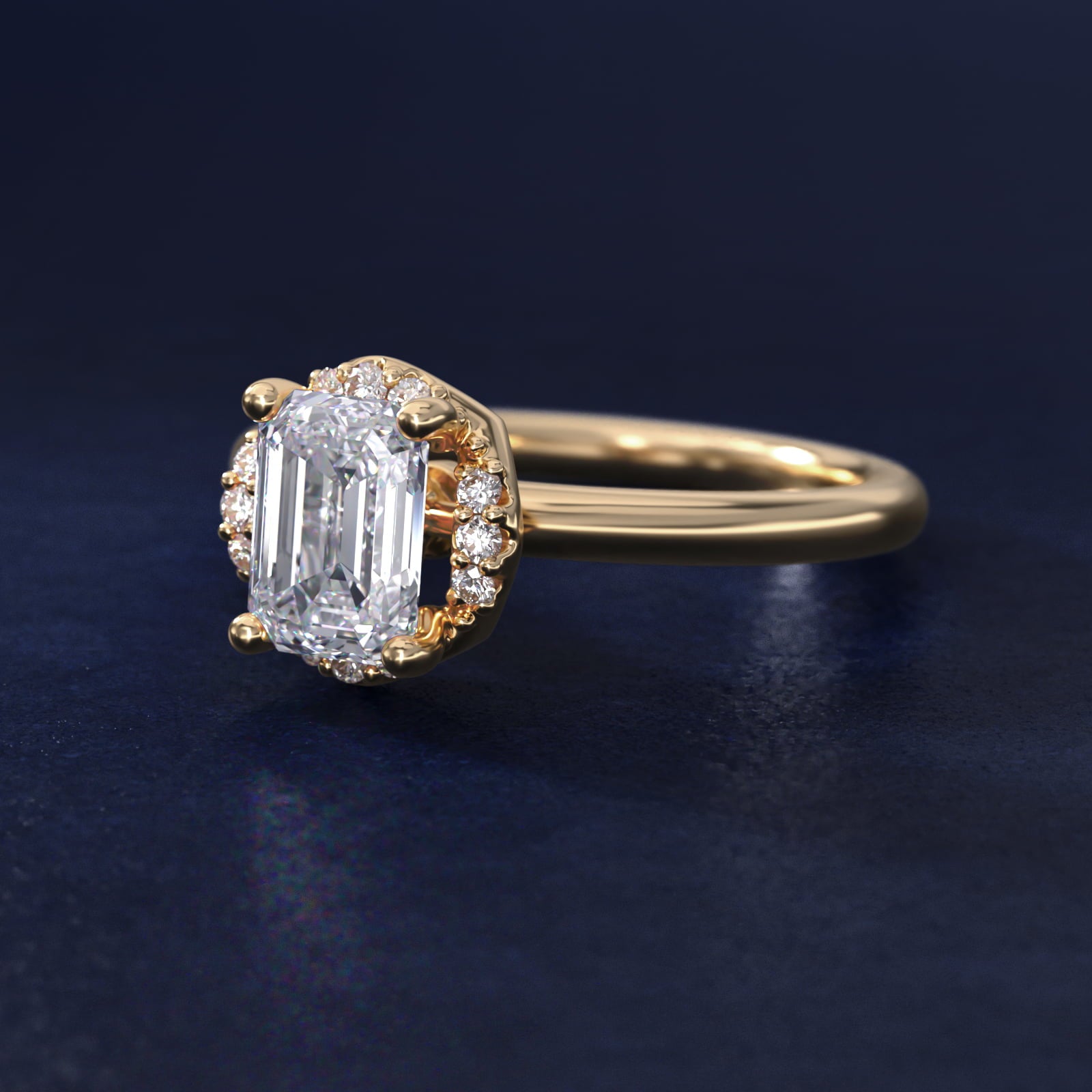 Petite Floral Halo Diamond Engagement Ring in 18k Yellow Gold (1/10 ct. tw.) - Emerald Center