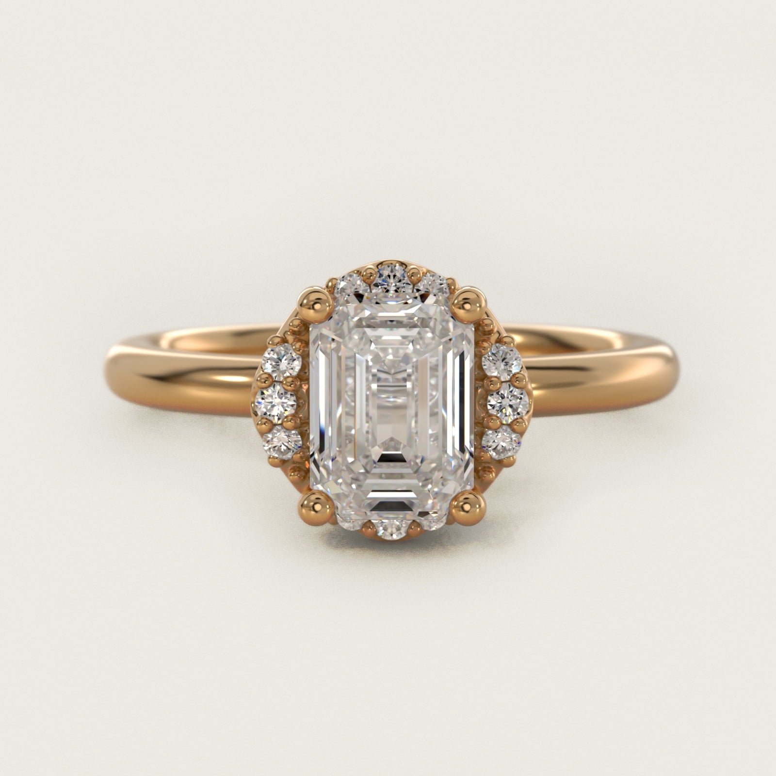 Petite Floral Halo Diamond Engagement Ring in 18k Yellow Gold (1/10 ct. tw.) - Emerald Center