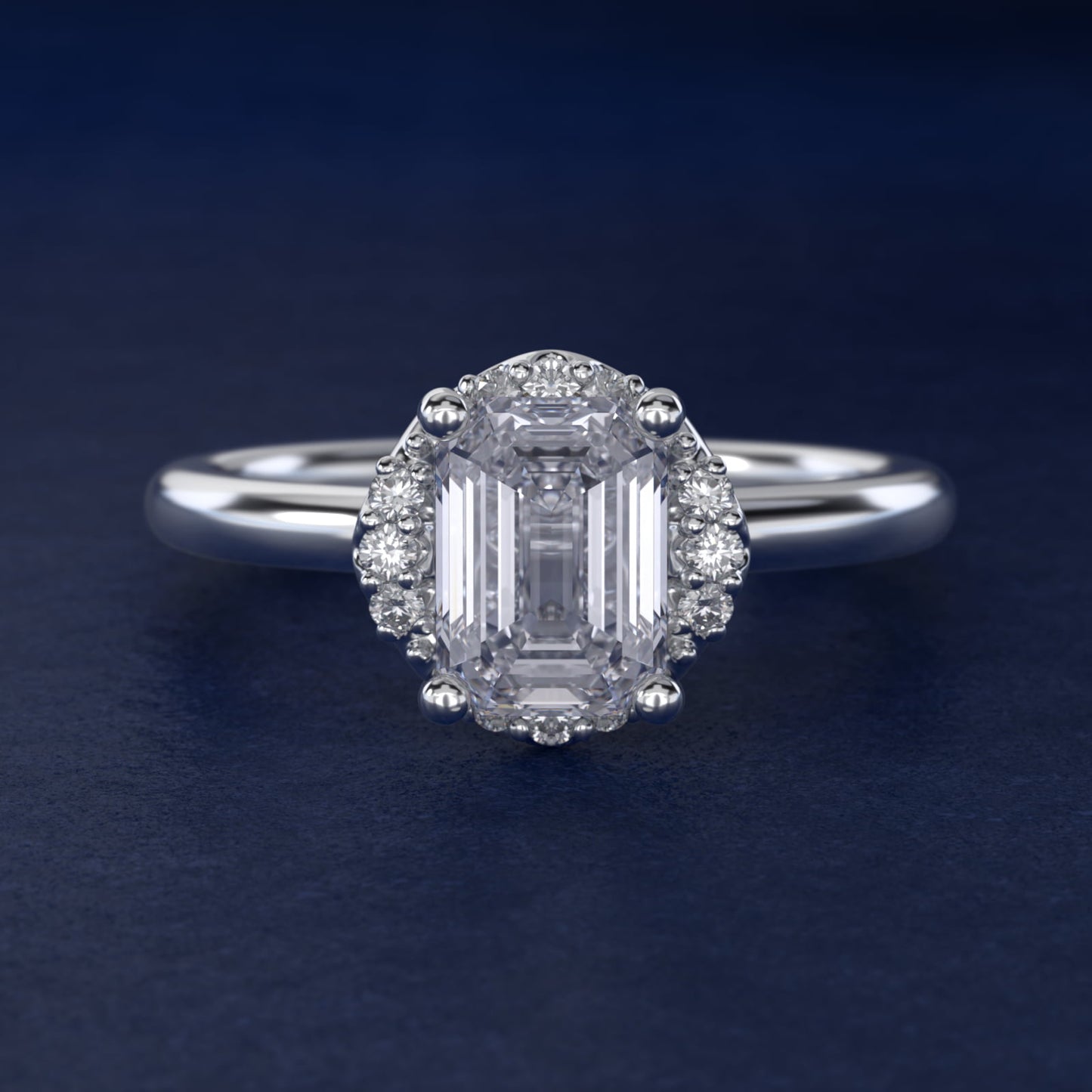 Petite Floral Halo Diamond Engagement Ring in Platinum (1/10 ct. tw.) - Emerald Center