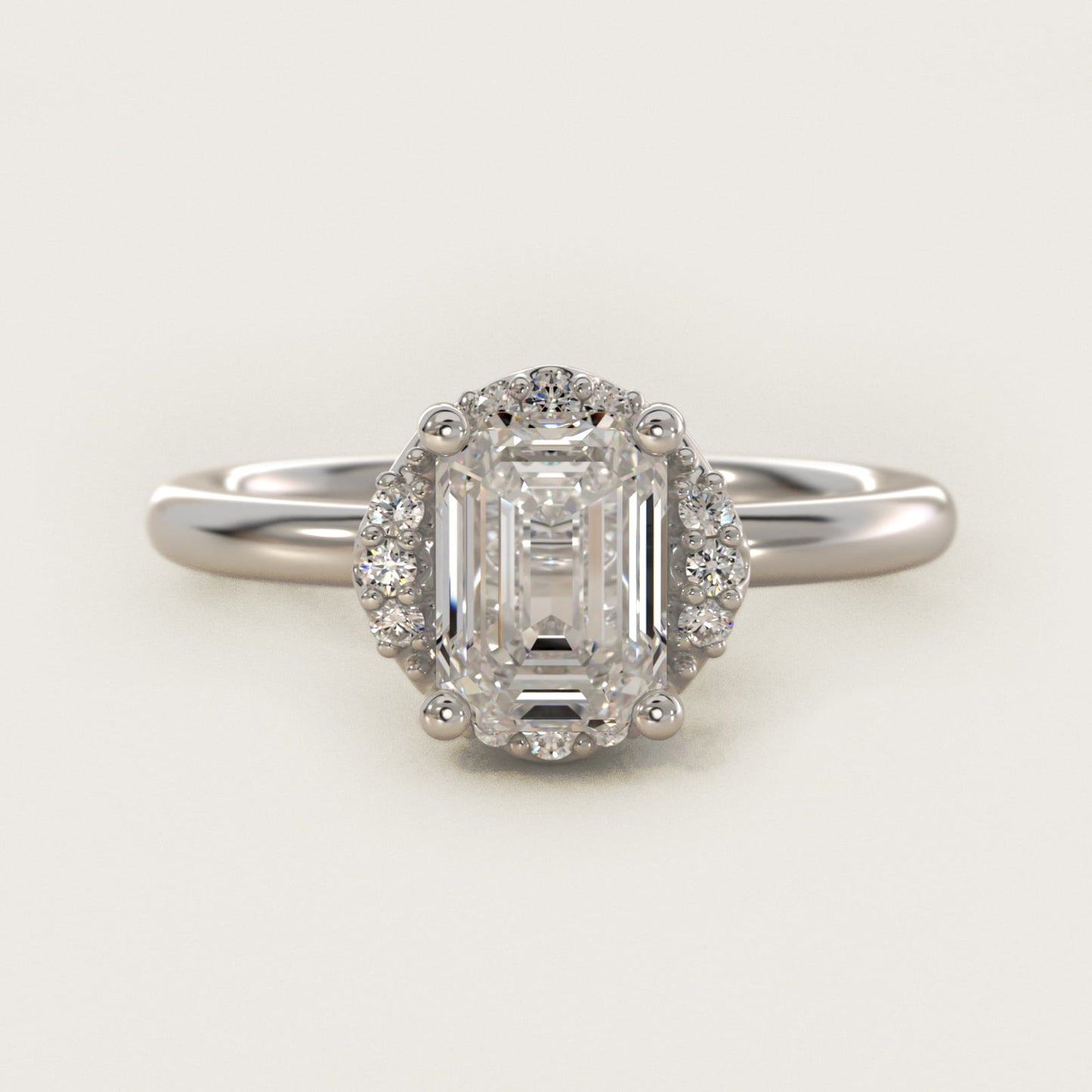 Petite Floral Halo Diamond Engagement Ring in Platinum (1/10 ct. tw.) - Emerald Center