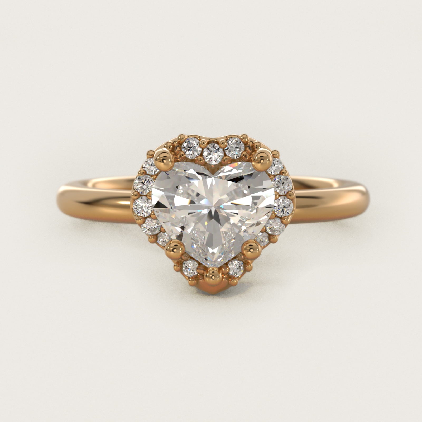 Petite Floral Halo Diamond Engagement Ring in 18k Yellow Gold (1/10 ct. tw.) - Heart Center