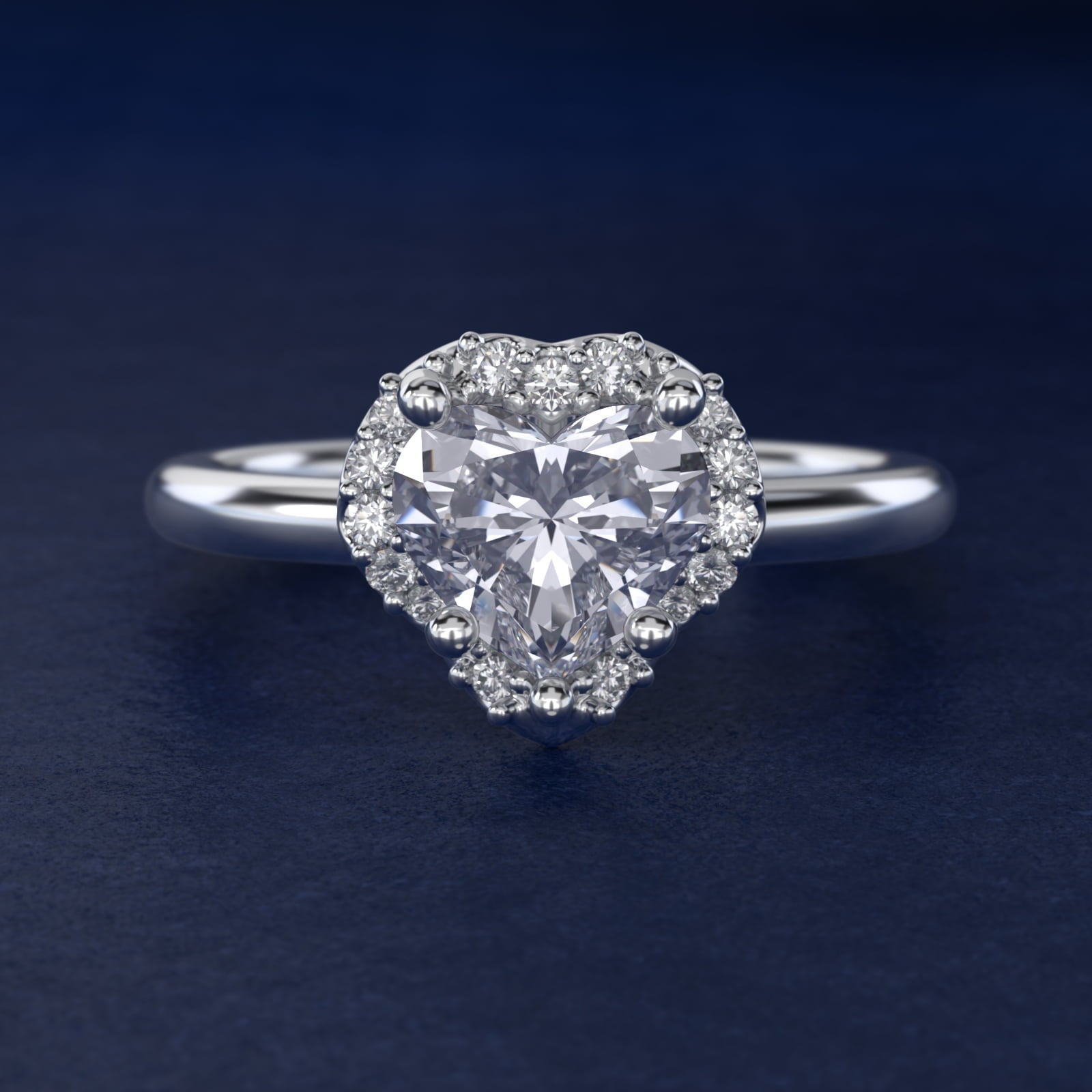 Petite Floral Halo Diamond Engagement Ring in Platinum (1/10 ct. tw.) - Heart Center