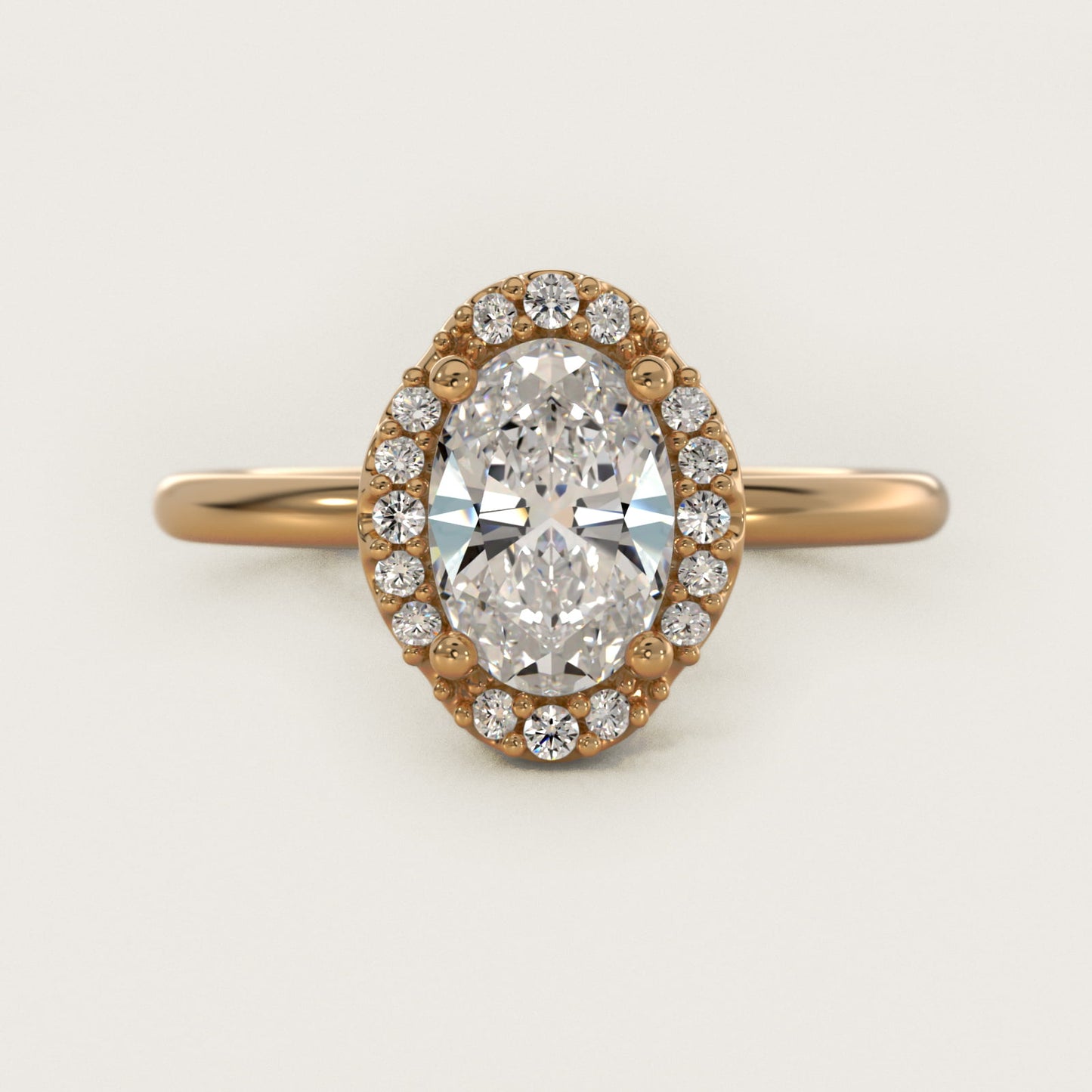 Petite Floral Halo Diamond Engagement Ring in 18k Yellow Gold (1/10 ct. tw.) - Oval Center