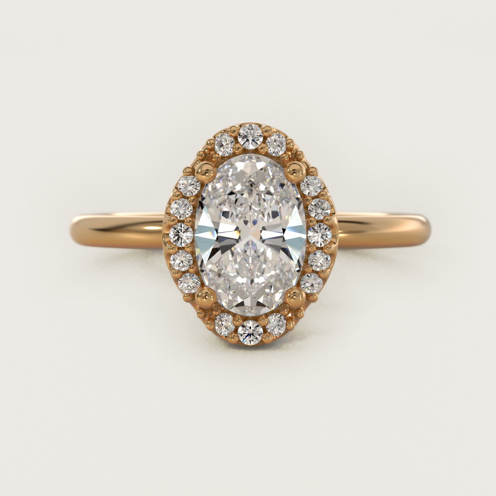 Petite Floral Halo Diamond Engagement Ring in 18k Yellow Gold (1/10 ct. tw.) - Oval Center