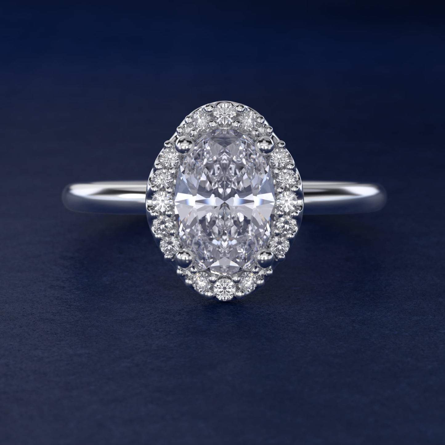 Petite Floral Halo Diamond Engagement Ring in Platinum (1/10 ct. tw.) - Oval Center