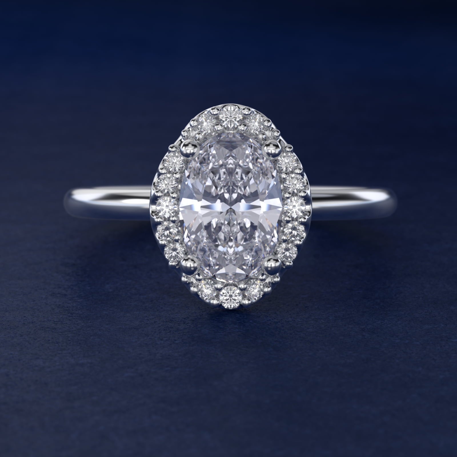 Petite Floral Halo Diamond Engagement Ring in Platinum (1/10 ct. tw.) - Oval Center