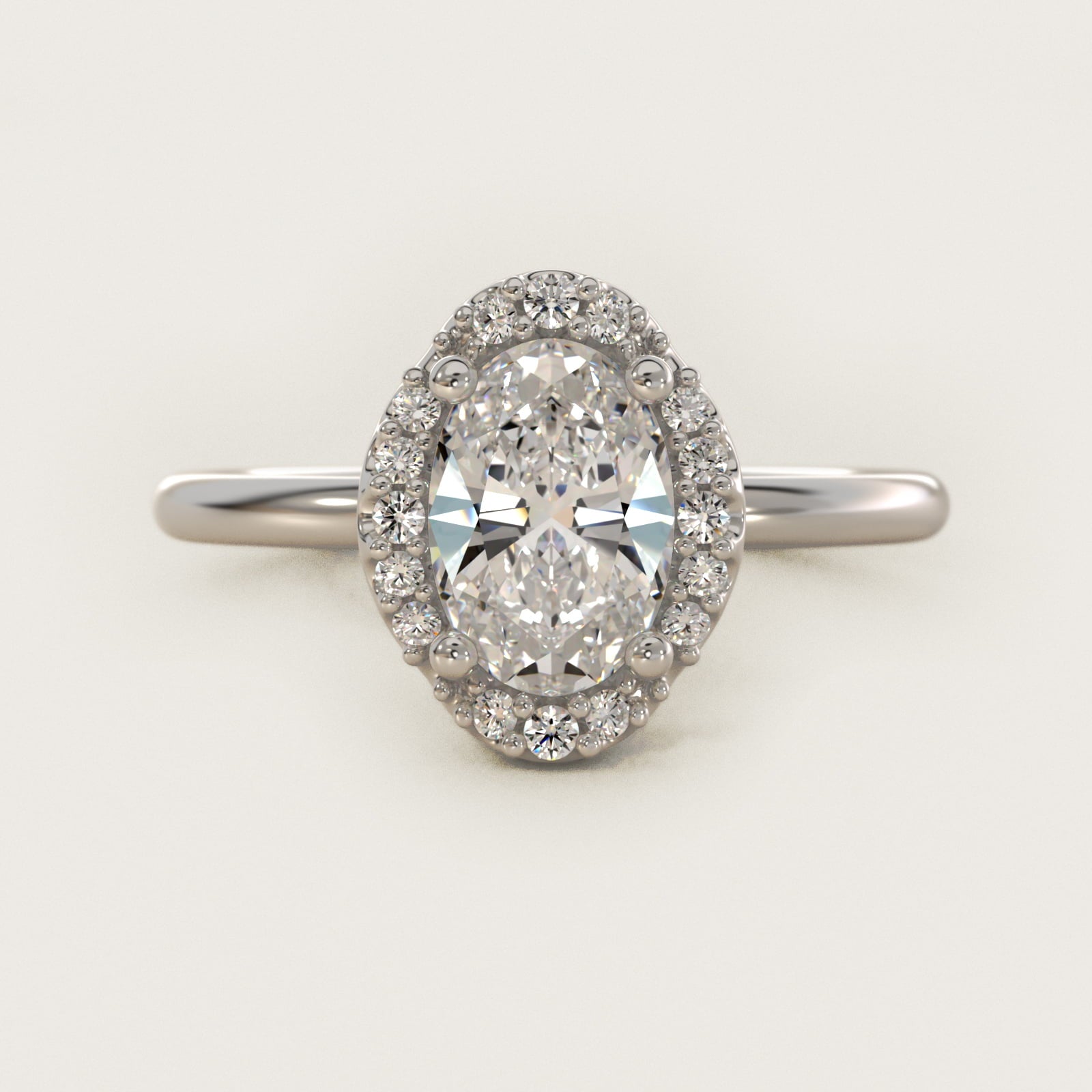 Petite Floral Halo Diamond Engagement Ring in Platinum (1/10 ct. tw.) - Oval Center