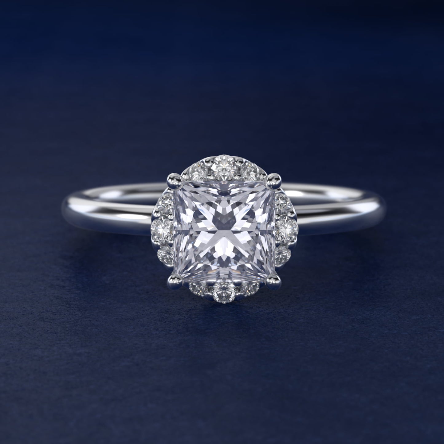 Petite Floral Halo Diamond Engagement Ring in Platinum (1/10 ct. tw.) - Princess Center